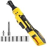 Cordless Ratchet Wrench Compatible with DeWalt 18V Battery, 3/8"" Electric Ratchet Kit with 7 Sockets, 1/4’ Adapter, Forward & Reverse, 260RPM Powered Impact Ratchet with LED Light (NO Battery)