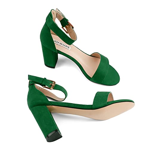 Image of JOY IN LOVE Womens 3.5 inch Chunky Block High Heels Ankle Strap Heeled Sandals