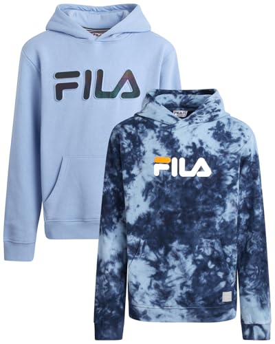 La mejor comparación de Conjuntos para Niño los mejores 5. 41 Fila - Sudadera deportiva de forro polar ligero con bolsillo canguro para niños, 2 unidades, Azul/Azul, 10-12
