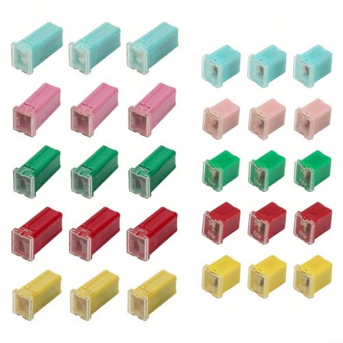 Kit de fusibles cuadrados FABULETTA 30 piezas combinadas 20A-60A núcleo de cobre retardante de llama para autos, camiones, SUVs, botes, ATV, protección de circuito miniatura 1