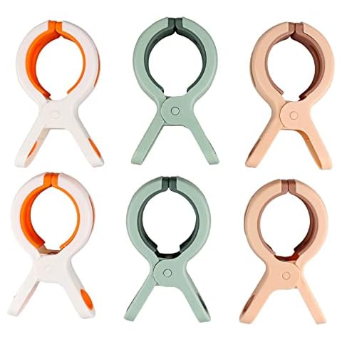 Tsyoow Big Clothes Pegs - Windproof Clothespins for Washing Line, Large Opening for Thick Laundry, Assorted Colors (Pack of 6) Cover