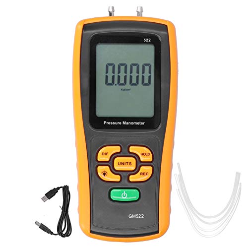 Jeanoko Digital Air Pressure Meter, Portable Differential Pressure Gauge Testing Tool for Fans, Blowers, with USB Interface, ABS Material