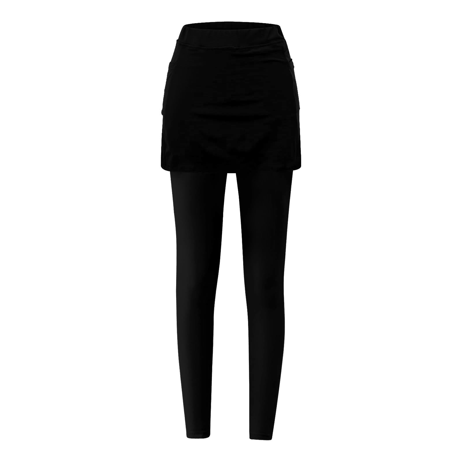 Damen Sport Leggings Mit Rock, Sportrock Damen Mit Hose, 2 In 1 Tennisrock Rock Mit Hose Lange Sporthose Trainingshose Radlerhose Langlaufhose Sportleggings Für Damen Lang