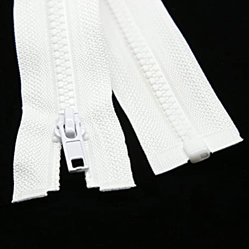 Leekayer 2PCS #5 20" Separating Zipper for Sewing Coats Jacket Zipper White