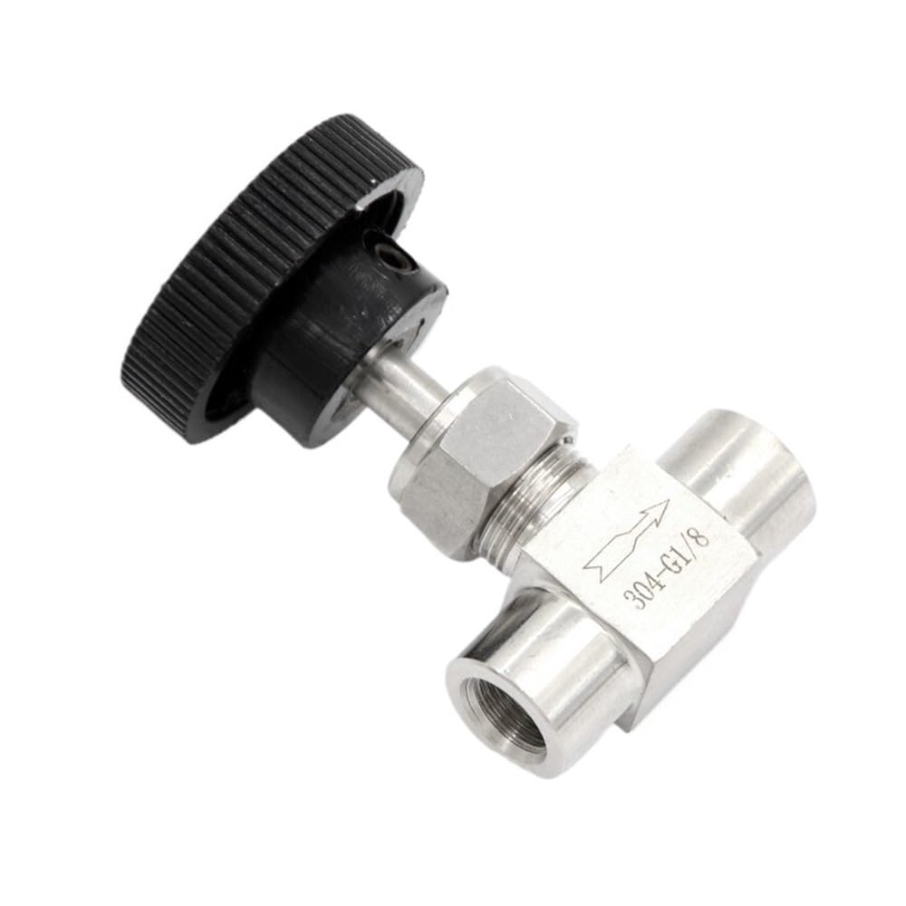 Yjqhody Women's One Color Adjustable Needle Valve Flow Control Water Valve Stainless Steel, Equal Thread Shut Off Needle Bsp1/8Inch 1Piece