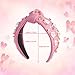 AENMTU Valentine’s Day Headband for Women Girls Top Knot Jeweled Rhinestone Velvet Plush Hair Accessories Pink Red Heart Clothes Outfit