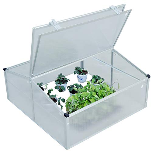 Outsunny Invernadero de Jardín Exterior Aluminio Policarbonato Transparente Vivero Casero para Plantas Cultivos Protección UV y Resistente