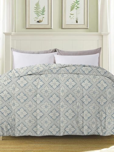Image of HOMEKART 220 GSM Premium Reversible Microfiber AC Comforter for Double Bed | Soft, Lightweight & Breathable All-Season 3-Layer Quilted Blanket (220 x 240 cm, Floral, Grey & White)