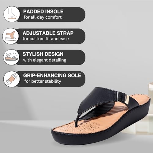 Image of TRASE Orthopedic Casual Slippers for Women | Soft Cushioned Footbed, Arch Support, Adjustable Strap | Ideal for Knee & Foot Pain