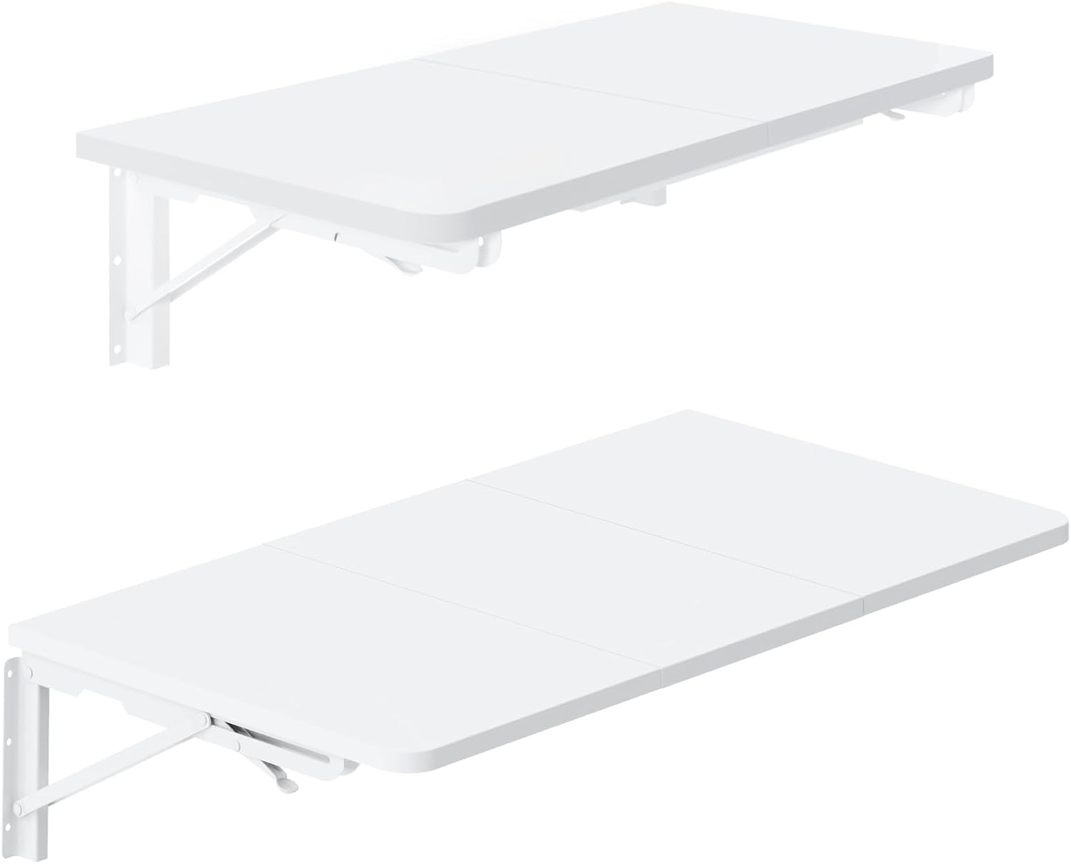 TEAMIX Wall Mounted Desk, White Folding Table for Small Spaces, Wall Floating Desk with Heavy Duty Brackets for Laundry Room,Kitchen,Office Storage