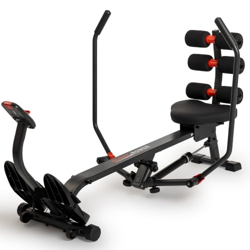 Image of Sunny Health & Fitness Smart Full Motion Rower | 12 Resistance Levels, Dual-Arm Design, SunnyFit App, 400 LB Capacity, Optional Back-Assist Core Trainer