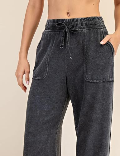 Lianlive Women Baggy Wide Leg Pants Casual Drawstring Elastic Waisted Palazzo Pants Loose Trousers with Pockets3