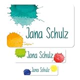 Die Namensetiketten erhalten Sie auf 2 DIN A4 Bögen mit folgender Aufteilung: 10 Stück 80mm x 50mm - 40 Stück 60mm x 15mm - 50 Stück 40mm x 10mm