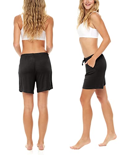 Sexy Basics Women's 5 Pack Anywear Drawstring Super Soft Shorts/Workout Yoga Flowy Casual Lounge Sleep Cotton-Rayon Shorts3
