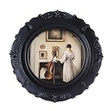 LIHOLO Small Vintage Picture Frames 4x4 Ornate Black Round Antique Picture Frames for Tabletop and Wall Mount Decorative Gallery Wall Decor Retro Home Decor