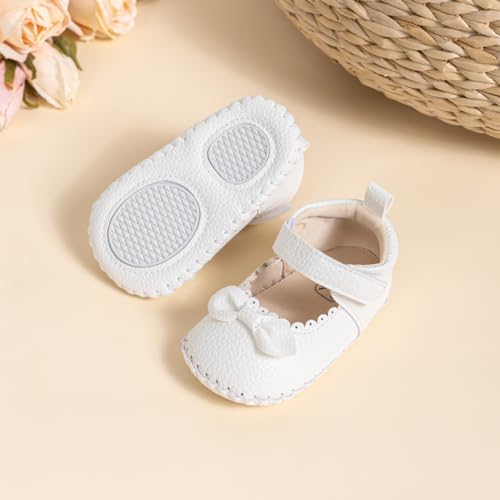 Image of Meckior Infant Baby Girl Sandals Soft Non-Slip Rubber Sole Handmade Princess Wedding Dress Shoes Toddler First Walkers