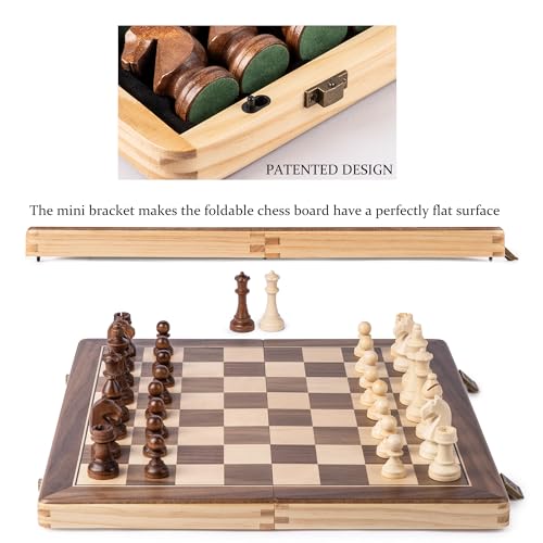 A&A Chess Jeu d'échecs classique en bois avec pièces plombées et feutrées