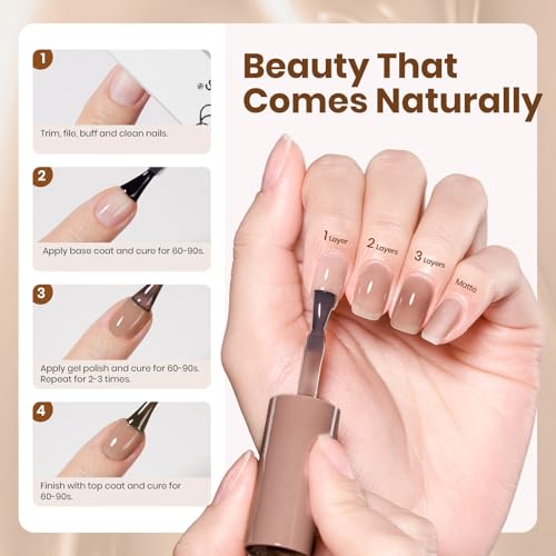 Image of Beetles Brown Jelly Gel Nail Polish - 15ML Full Size Soft Brew Natural Nude Gel Polish Sheer Gel Polish Nail Concealer Soak Off UV French Nail Art Manicure Gift for Women