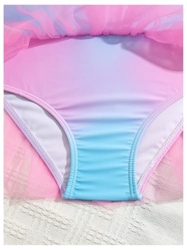 Image of WDIRARA Toddler Girl's One Piece Swimsuit Ruffle Ruched Sleeveless Bathing Suit with Mesh Skirt