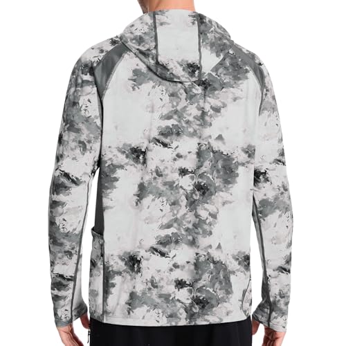 Image of Men's UPF 50+ Hoodie Shirt Long Sleeve Permanent UV Sun Protection Vented Tee Performance for Outdoor Hiking Fishing