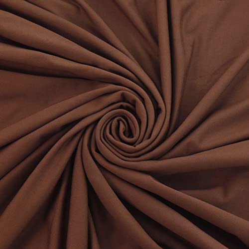 Premium Walnut Brown Double Brushed Polyester Fabric – 4-Way Stretch – Versatile 1 Yard for Crafting and Sewing