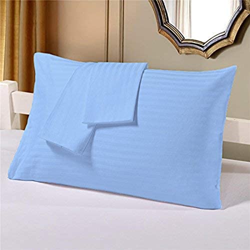 Image of COMFORT LIFE 210TC 100% Cotton Pillow Cover Set of 2 Pieces, King Size(20 x 36 inch), Sky Blue Color |Striped Pillow Cases |Ultra Soft Satin Stripe Pillow Covers.