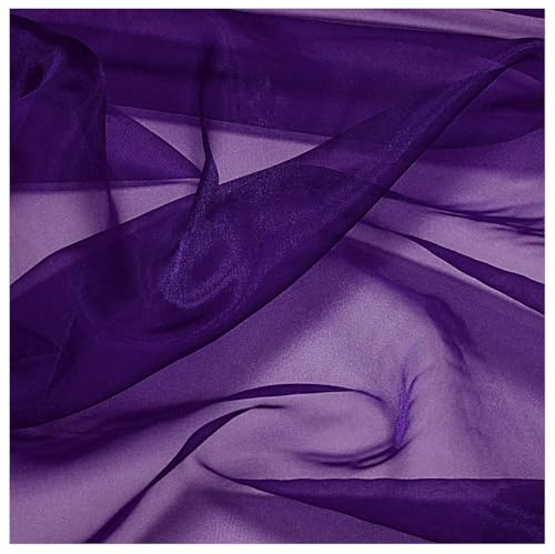 Image of MDS Pack of 10 Yard Sheer Organza Fabric for Wedding Party Home Event Banquet Decorations, Backdrop Curtain Craft Dress Sewing Fashion DIY Crystal Organza Tulle Fabric Bolt 44 inch Wide - Purple
