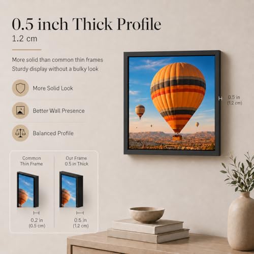 Image of JCJMY 10x10 Picture Frame for Wall, Wall Hanging Horizontally or Vertically, 10 x 10 Square Wall Gallery Poster Photo Frame with Durable Shatter Resistant Plexiglass, Black