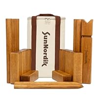 SunNordik Kubb Wikinger Wurfspiel, Schwedisches Schachspiel Aus Hochwertigem Gummibaumholz, Inklusive Tragetasche Aus Segeltuch Und Spielanleitung – Robustes Kubb Yard-Spiel FüR Kinder Und Erwachsene