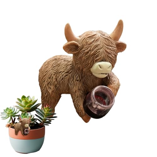Figure Di - Statue Di Mucche, Statua Del Giardino Della Delle Highlands Resistente Alle Intemperie | Bovini Da Bere Divertenti Per Prato, Patio, Balcone, Cortile, Agriturismo, Natale, Casa