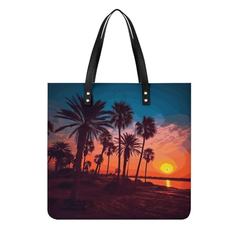 Grand sac fourre-tout pour femme grand volume imprimé palmier pour l'été