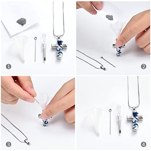 Minicremation Urn Necklace for Ashes Rose Flower Cross Cremation Jewelry Pendant for Human/Pet Funeral Keepsake Memorial Necklace4