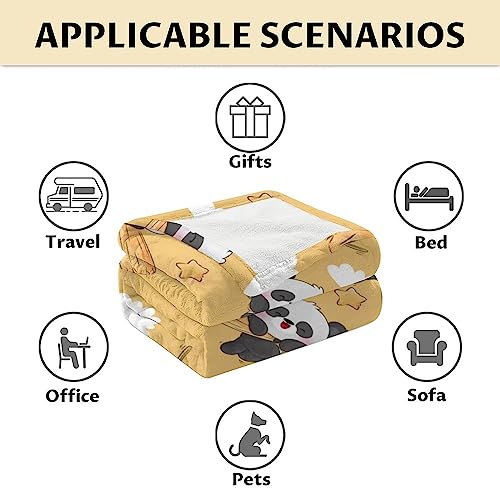 Panda Blanket Gifts - 60"x80" Cute Throw Blanket for Kids, Adults - Yellow Soft Fuzzy Blankets for Bed, Couch & Living Room