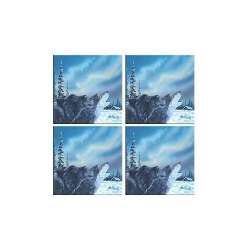 McGowan TT70030 Tuftop Van Zyle Wolf Duet Coasters Set of 4