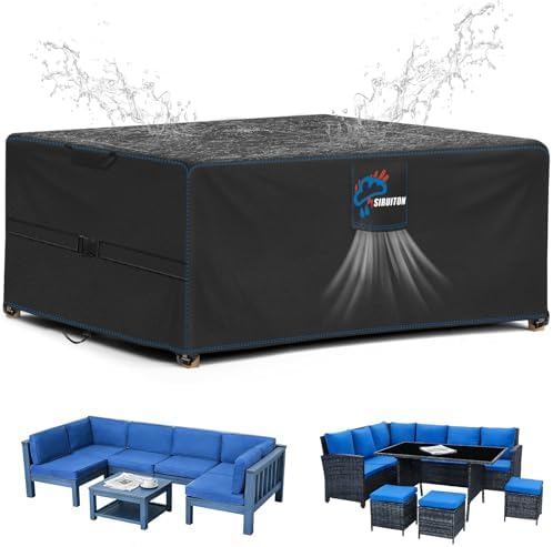 SIRUITON Gartenmöbel Abdeckung Wasserdicht 213x132x74cm,Stark 520D Oxford | Abdeckplane für Gartenmöbel,Schutzhülle für Gartenmöbel,Sofa,Loungemöbel,Rattanmöbel Möbelsets,UV-Bestän