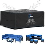 SIRUITON 250x250x90cm Garden Furniture Covers with Air Vent, Waterproof Windproof,Heavy Duty RipProof 420D Oxford Fabric Large Patio Set Cover, Outdoor Table Cover, Square/Rectangular Black