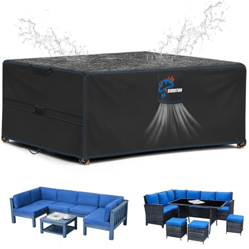 SIRUITON Copertura per mobili da giardino,160x100x74cm,con aperture di ventilazione, impermeabile,antivento,resistente