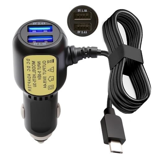 Dash Cam Cable Power Lead Micro USB 12V to 5V Car Charger Adapter with 2 Straight USB Ports 3.5m Wire Long DC 3.5A Power Supply Cable Cord for Dash Cameras Sat Navs GPS Navigation DVR Orskey A12