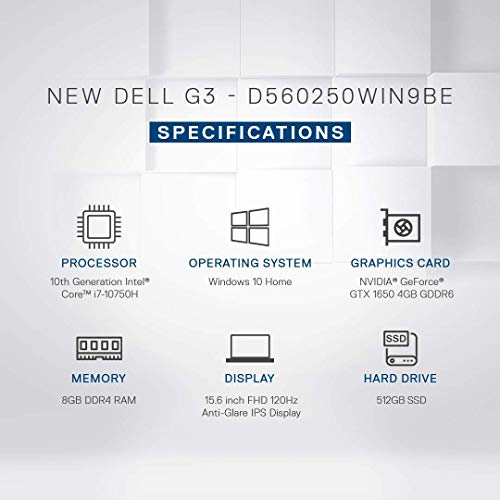 Image of (Refurbished) Dell G3 3500 Gaming 15.6inch 120hz FHD Display Laptop (10th Gen i7-10750H / 8 GB / 512 SSD / GTX 1650 4GB / Win 10 + MS Office H&S 2019) D560250WIN9BE