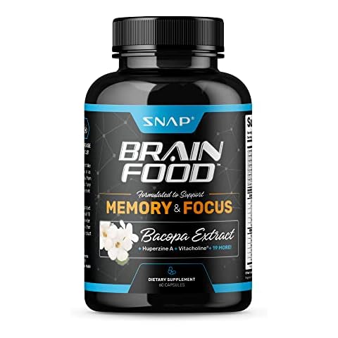Snap Supplements Brain Booster Nootropics Supplement for Memory, Focus & Clarity, Bacopa Extract, Ginkgo Biloba, 60 Capsules Cover