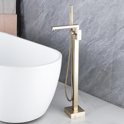 Robinet de bain autoportant en laiton or brossé mitigeur chic luxe