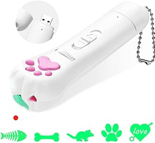FYNIGO Interactive Cat Toy,Cat Toys for Indoor Cats Interactive,Rechargeable Cat Teaser Wand Toy with Classic Light and 5 Green Patterns,Latest Safety Pet Toys