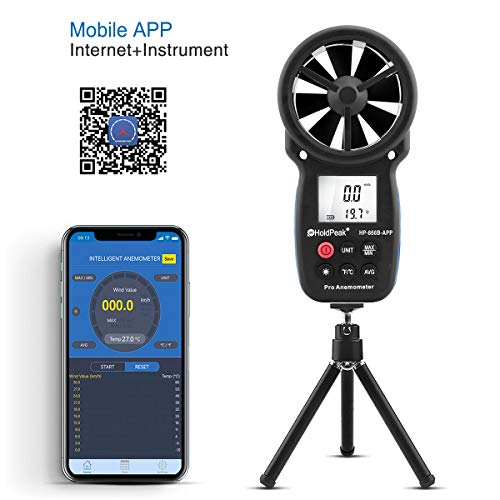 HoldPeak Digital Anemometer Wireless Bluetooth Phone APP Portable Handheld Wind Speed Meter