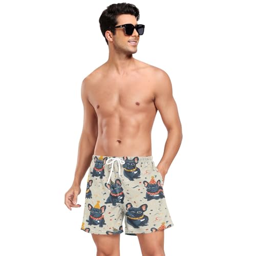 Bulldog Confetti Men's Swim Trunks with Liner Quick Dry Beach Shorts Swimwear Bathing Suit S-XXL3