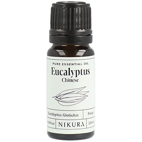 Nikura Eucalyptus Essential Oil - 10ml | 100% Pure Natural Oils | Perfect for Diffuser Shower Bath | Great for Inhaling Skin | Vegan & UK Made