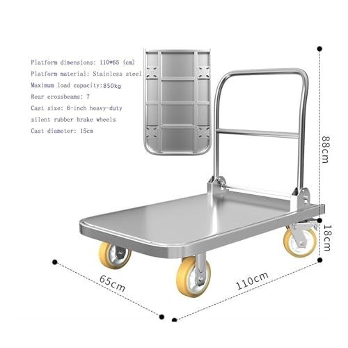 Carretilla plegable de acero inoxidable con rueda de freno 6 pulg miniatura 2
