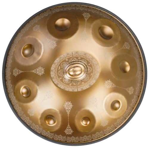 Handpan de 9 notas en Re menor, instrumento de percusión Handpan para principiantes, incluye bolsa suave, 2 mazos, y soporte para Handpan miniatura 1