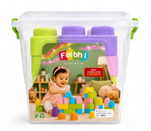 Image of Squishy Building Blocks, 21 Pcs, Non-Toxic Teething Toy, Infants 5M+