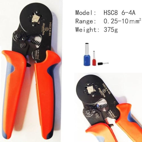 Image of HSC8 6-4A AWG23-10 Ratcheting Ferrule Crimper Plier Auto Ratcheting Ferrule Crimper Plier Manual Crimper