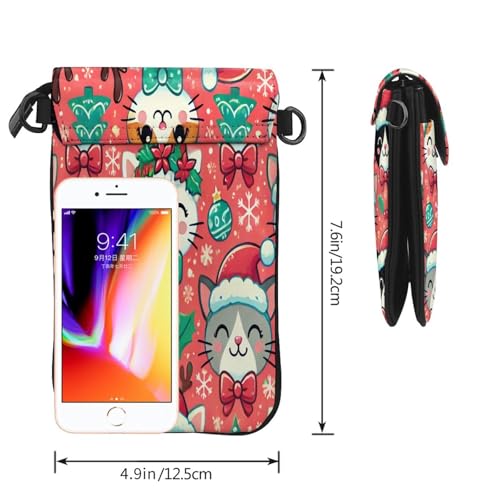 Cell Phone Crossbody Purse Xmas-Cat-Santa-Christmas Womens Shoulder Wallet With Phone Pocket3
